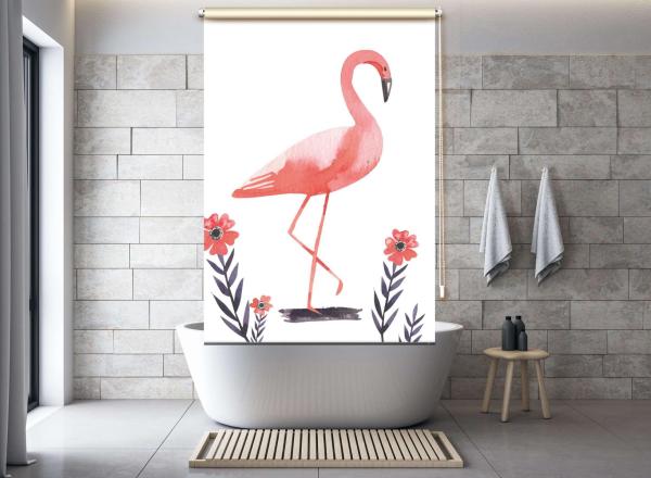 Extartiqe Duschrollo Flamingo moderner Rollo Duschvorhang